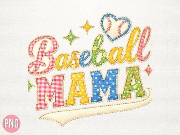 Baseball Mama Faux Embroidery PNG Shirt