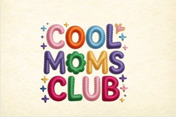 Cool Moms Club Embroidery PNG