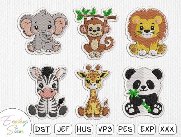 Cute Animals Embroidered Patch Set