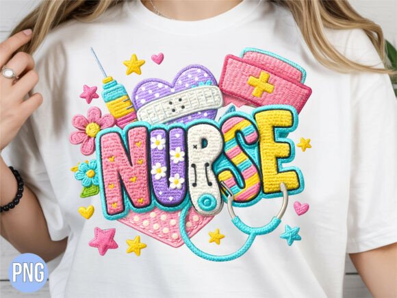 Cute Faux Embroidery Nurse Patch PNG
