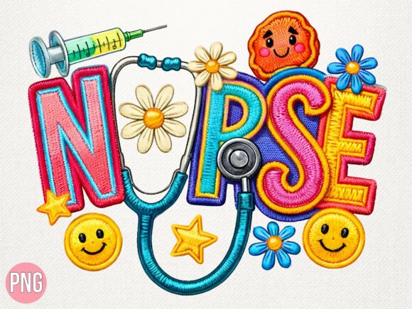 Embroidery Nurse Patch Stethoscope PNG