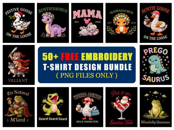 Embroidery T-Shirt PNG Bundle Free