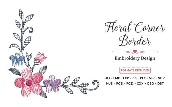 Floral Corner Border Embroidery Design