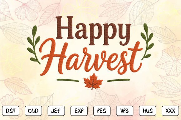 Happy Harvest Fall Embroidery Design