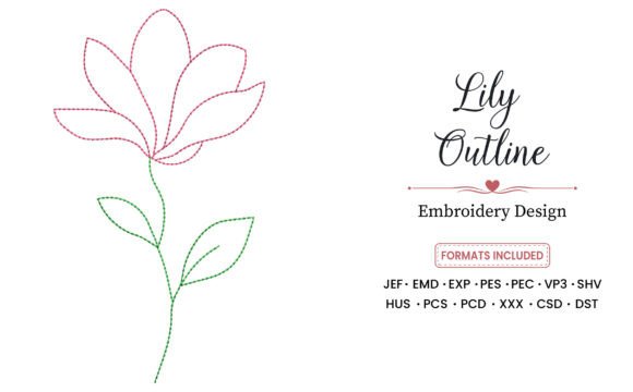 Lily Outline Embroidery Design