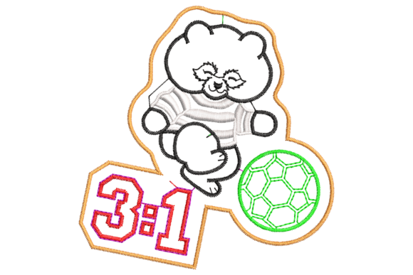Soccer Teddy Bear Embroidery Design