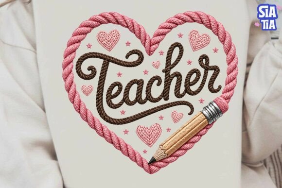 Teacher Heart Embroidery Design